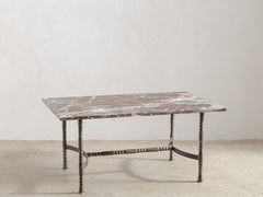 1960s Iron Side Table 05 with Rosso Lepanto Marble Top
