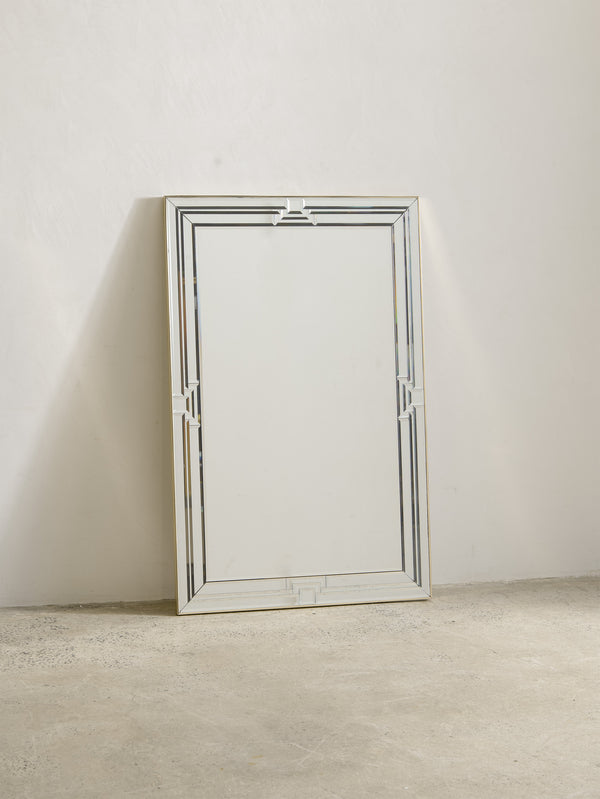 1970s Large Italian Bevelled Glass Wall Mirror