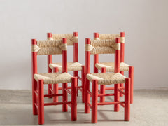 Red Wooden Rush Dining Chair