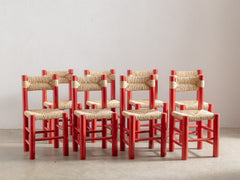Mid Century Timber & Rush Dining Chair in the style Charlotte Perriand