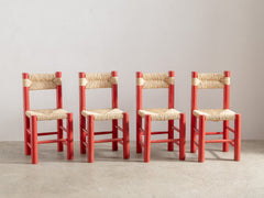Red Wooden Rush Dining Chair