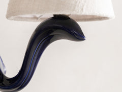 Art Deco Curved Twin Arm Indigo Ceramic Wall Light