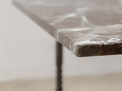 1960s Iron Side Table 05 with Rosso Lepanto Marble Top