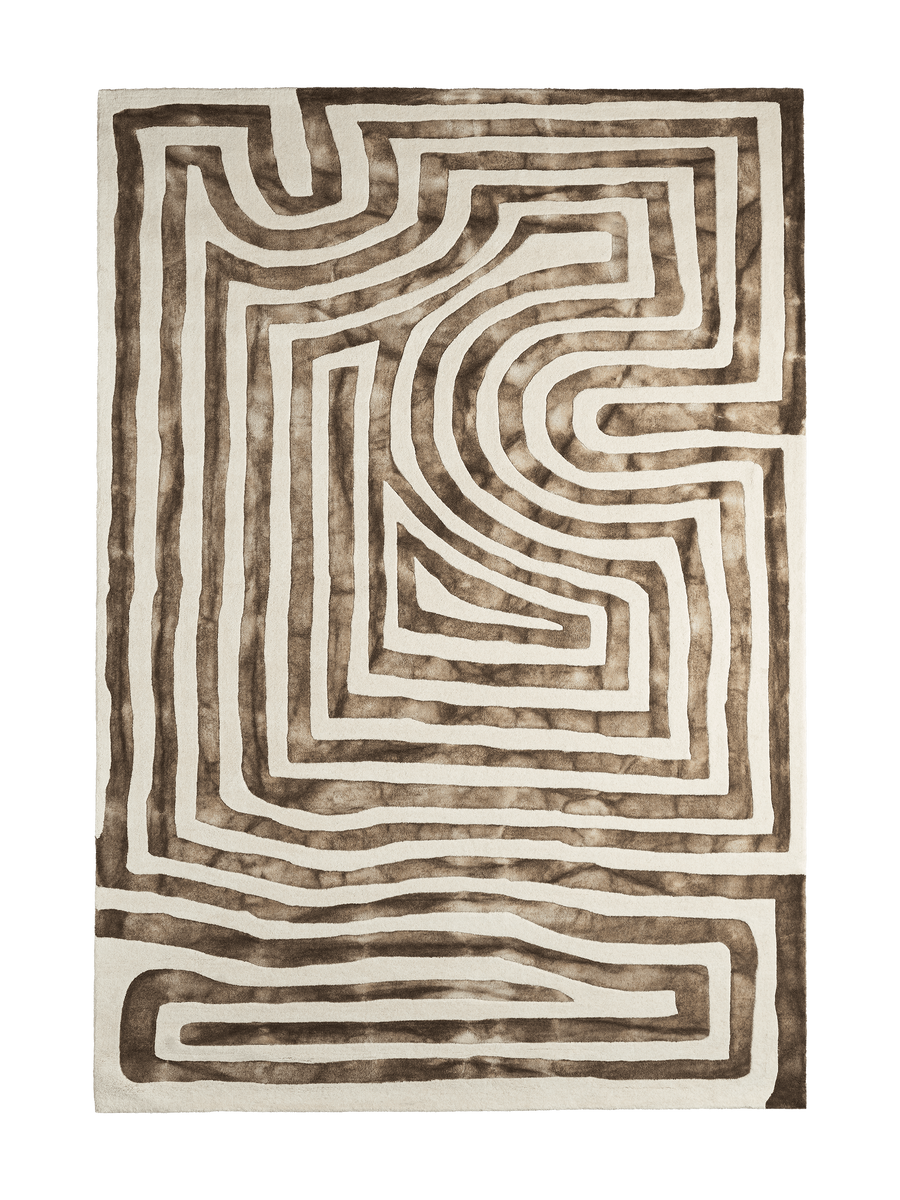 Psychedelic Labyrinth Beige Dip Dye Rug