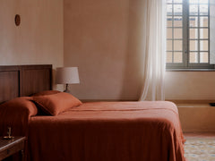 Embroidered Linen Bedspread, Clay