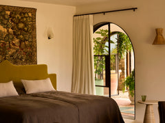 Embroidered Linen Bedspread, Cocoa