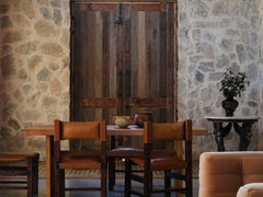 1970s Brutalist Timber & Leather Dining Chairs