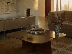 Rythme Vase 12 in Motar Stoneware with Marron Glaze