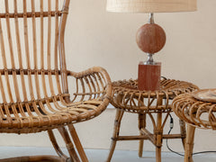 1960s Bamboo and Rattan Stool by Franco Albini