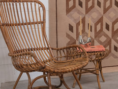 1960s Bamboo and Rattan Stool by Franco Albini