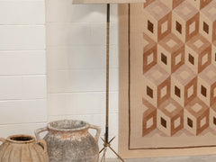 1940s Brass & Leather Floor Lamp