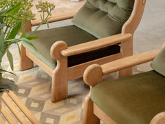 1970s Brutalist Oak Lounge Chair