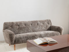 Mid-Century Danish Sofa with Sheepkin Upholstery
