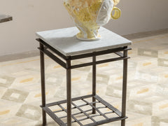 1960s Iron Side Table 08 with Carrara Marble