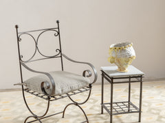 1960s Iron Side Table 07 with Carrara Marble