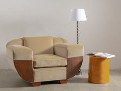 1930s Art Deco Club Chair in Almond Velvet