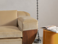 1930s Art Deco Club Chair in Almond Velvet
