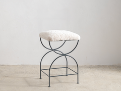 Soleil Stool - Charcoal with Sheepskin