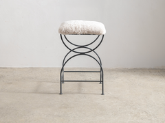 Soleil Stool - Charcoal with Sheepskin