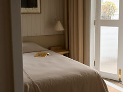 Embroidered Linen Bedspread, Ecru