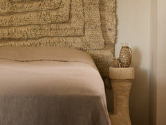 Embroidered Linen Bedspread, Cocoa