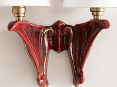 Art Noveaux Burgundy Ceramic Wall Light