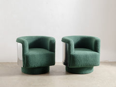 1980s Italian Metal Upholstered Swivel Armchair