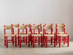 Mid Century Timber & Rush Dining Chair in the style Charlotte Perriand