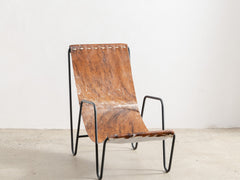 1980s French Cowhide Lounge Chair