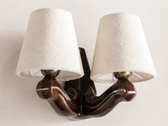Art Deco Brown Ceramic Twin Arm Wall Light