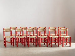 Red Wooden Rush Dining Chair