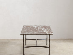1960s Iron Side Table 05 with Rosso Lepanto Marble Top