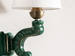 Twin Arm Green Ceramic Wall Light