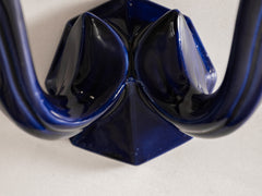 Art Deco Curved Twin Arm Indigo Ceramic Wall Light