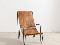 1980s French Cowhide Lounge Chair