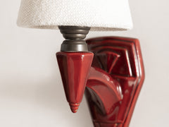 Art Deco Garnet Ceramic Single Wall Light