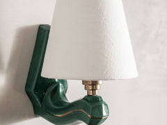 Mid Century French Ceramic Wall Light, Single Arm - Green