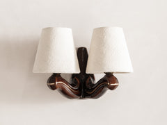 Art Deco Brown Ceramic Twin Arm Wall Light