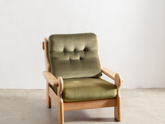 1970s Brutalist Oak Lounge Chair