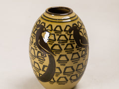 1930s Art Deco Ceramic Vase with Bird Motif