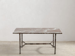1960s Iron Side Table 04 with Rosso Lepanto Marble Top