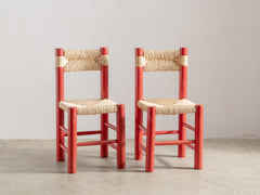 Red Wooden Rush Dining Chair