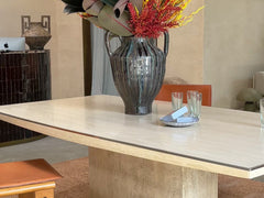 1970s Willy Rizzo Travertine Dining Table