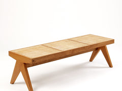 Teak and Cane Bench