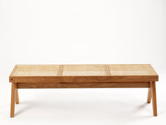 Teak and Cane Bench