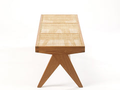 Teak and Cane Bench