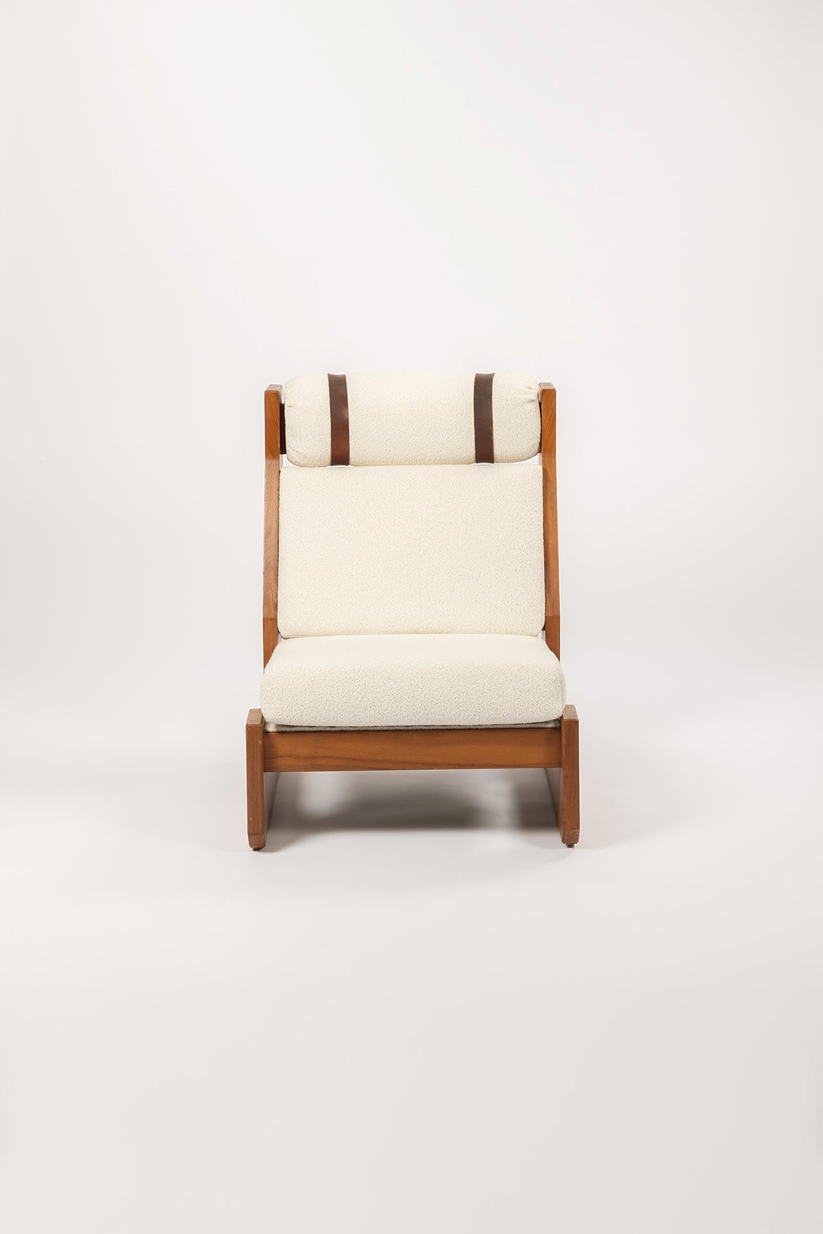 1980s Maison Regain Elm Armchair with Boucle Upholstery (2 Available)