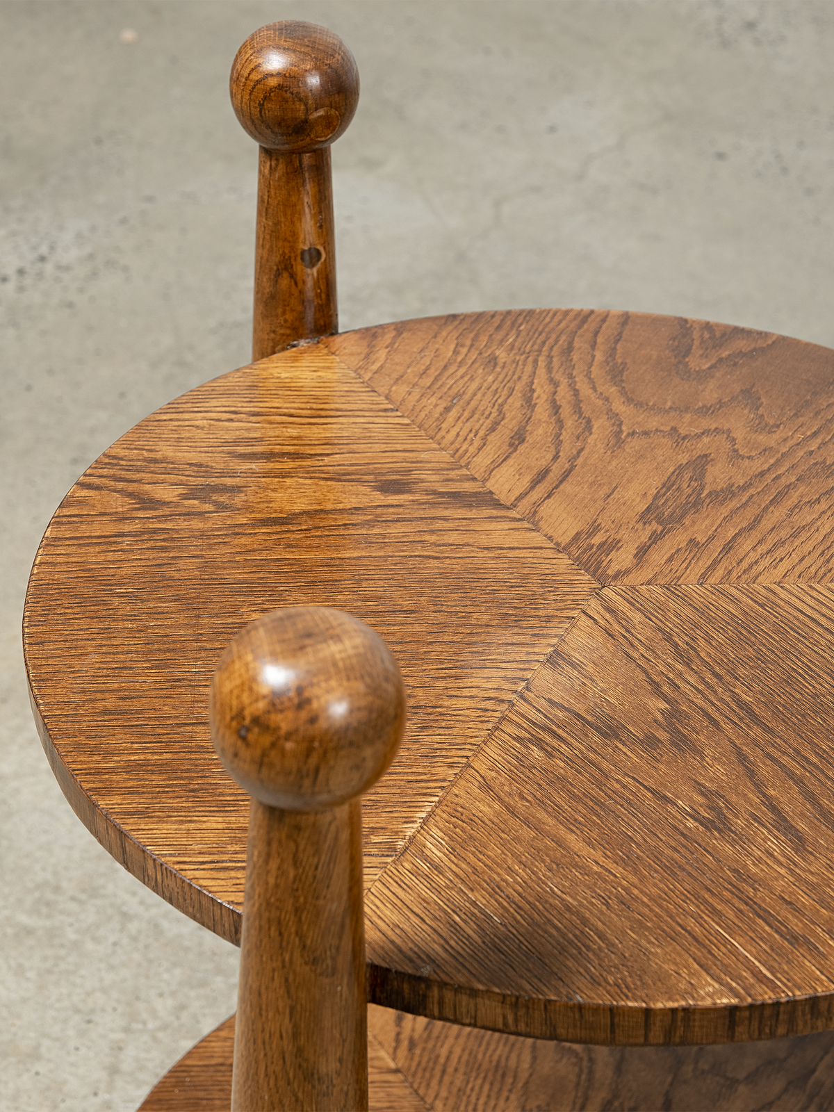 1940s French Oak Circular Side Table