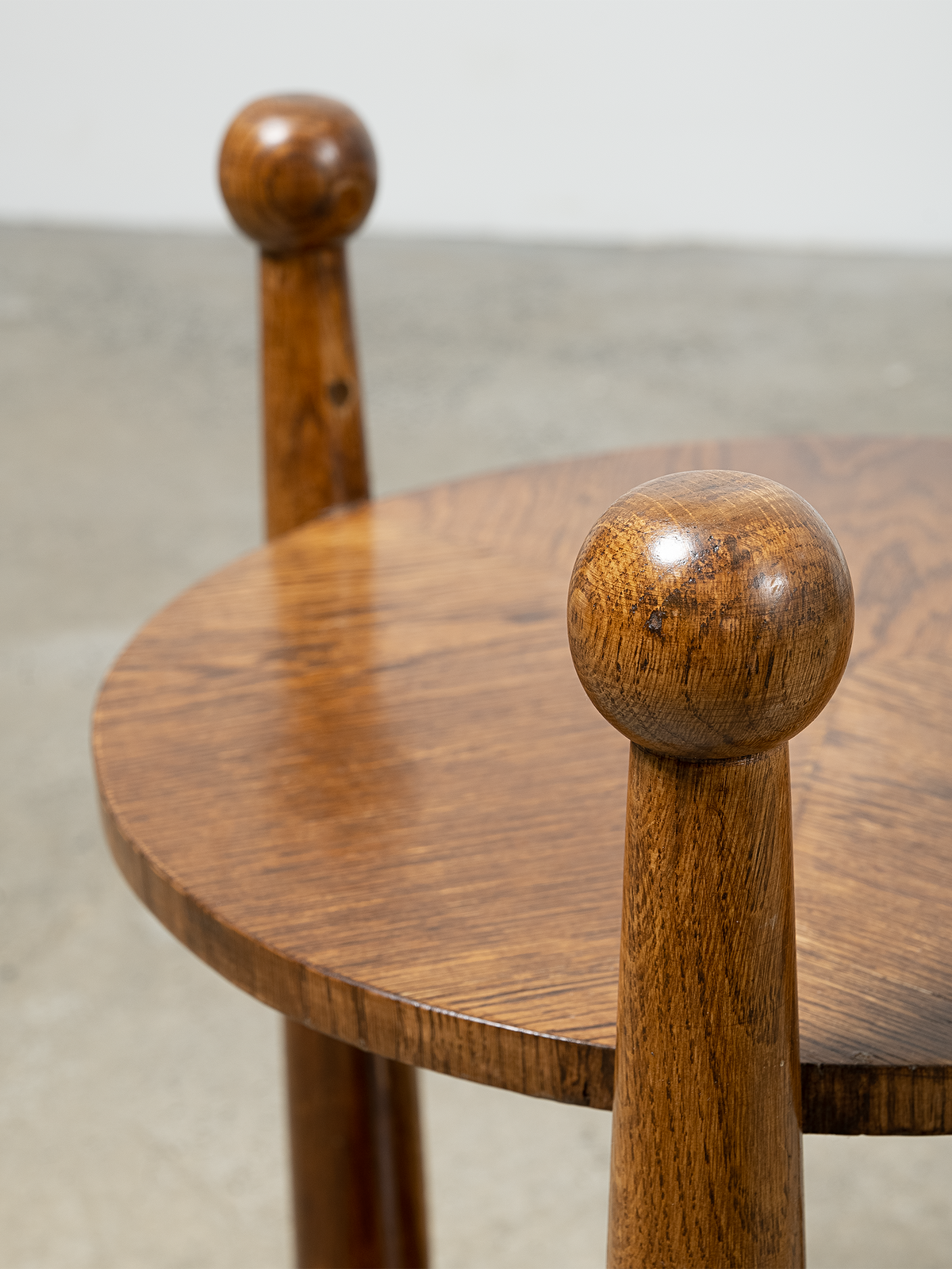 1940s French Oak Circular Side Table