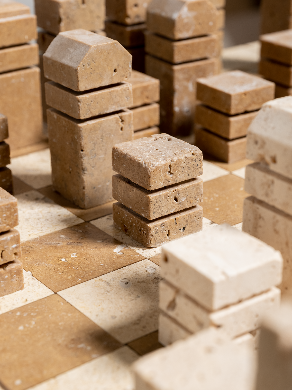 Travertine Chess Set - Cacao